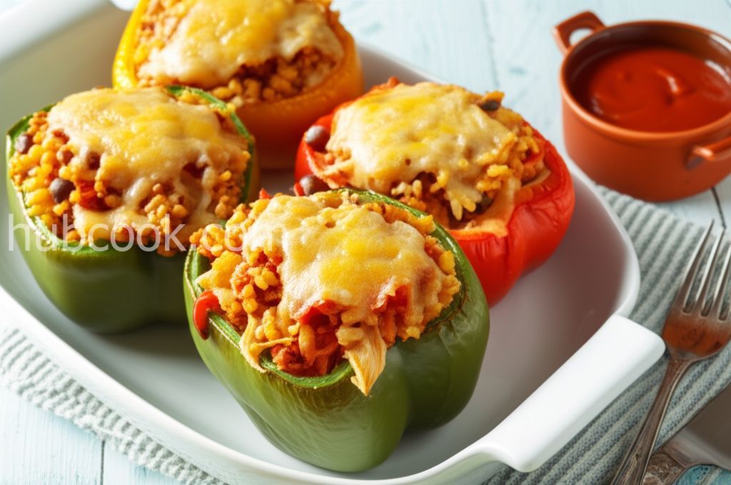 Peppers Stuffed with Grilled Chicken and Rice