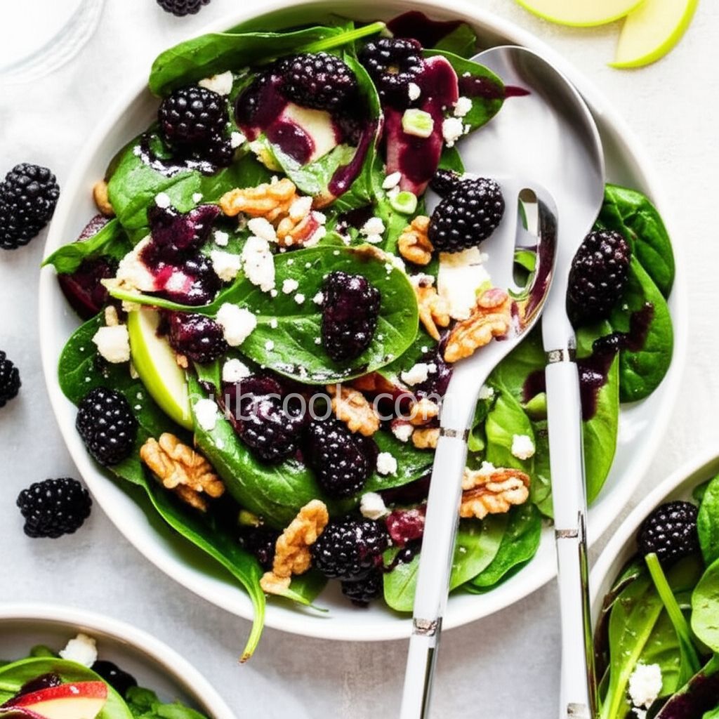 Spinach Salad with Apple, Honey-Roasted Walnuts, and Blackberry Vinaigrette