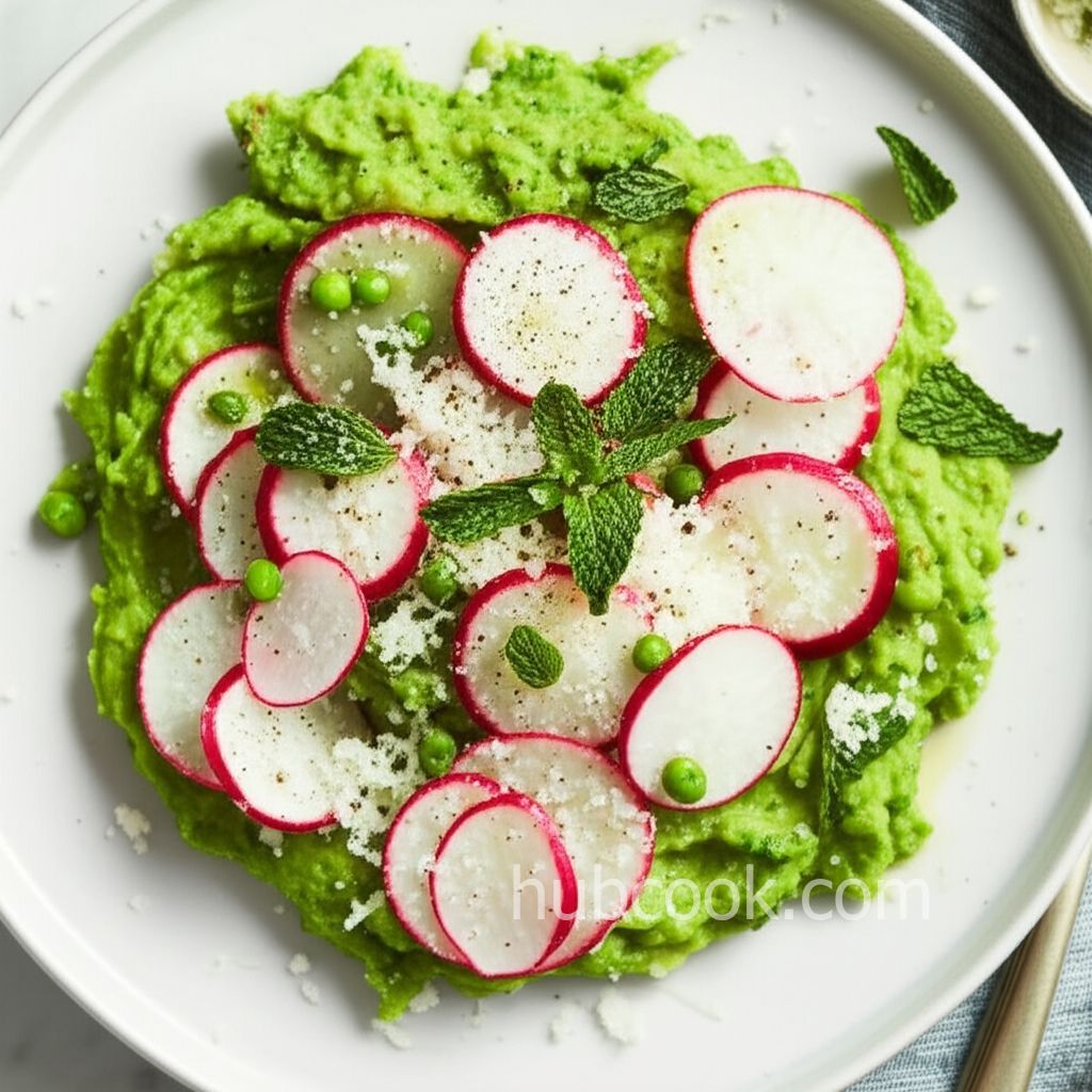 Butter-Smashed Peas with Radishes