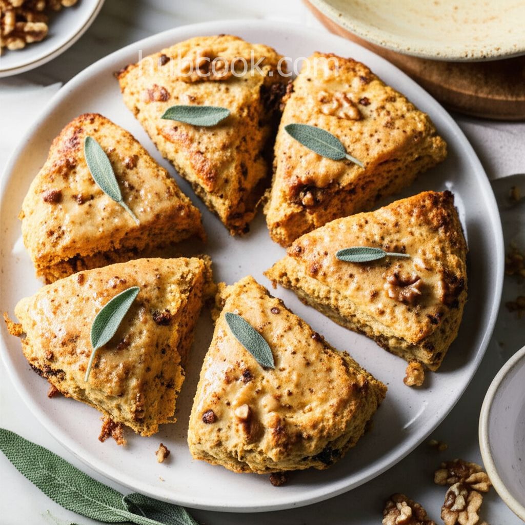 Cheesy Pumpkin Scones with Walnuts and Sage