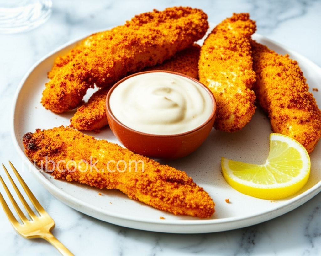 Dukkah-Crusted Chicken Tenders with Lemon-Saffron Aioli