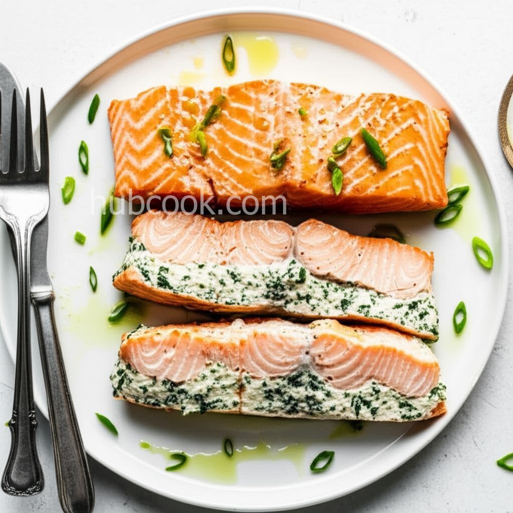 Feta-Spinach Stuffed Salmon