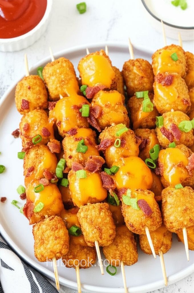 Loaded Tater Tot Skewers
